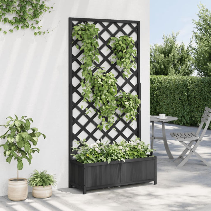 plantekasse med espalier massivt grantræ sort