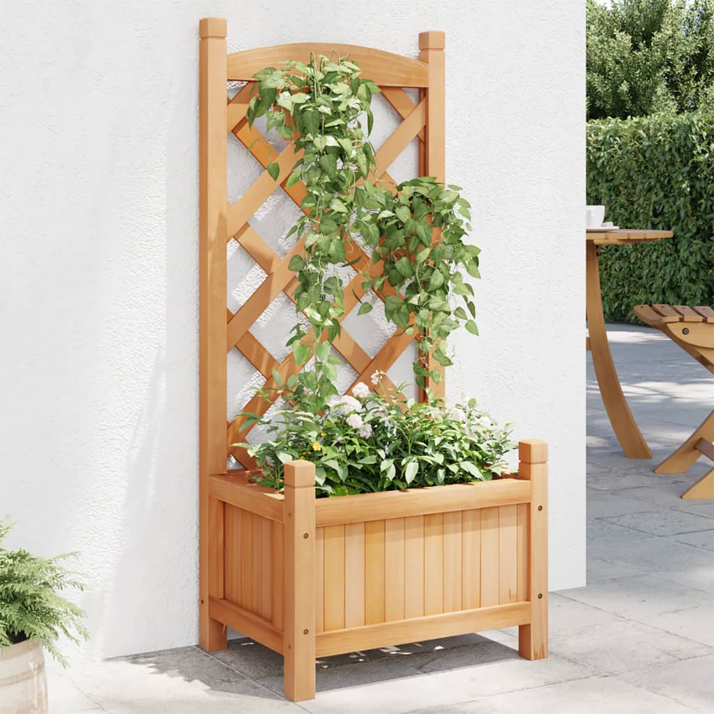 plantekasse med espalier massivt grantræ brun