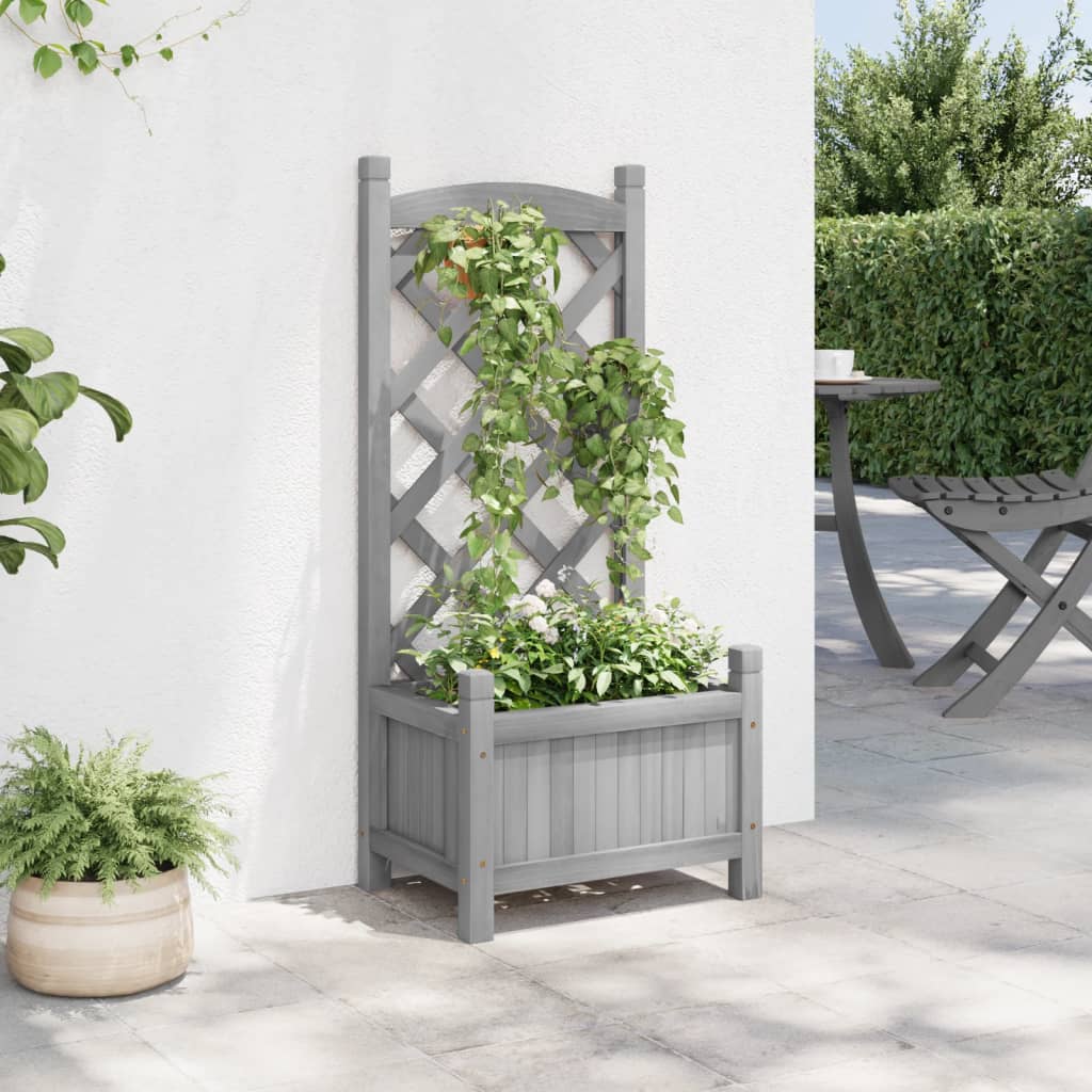 plantekasse med espalier massivt grantræ grå