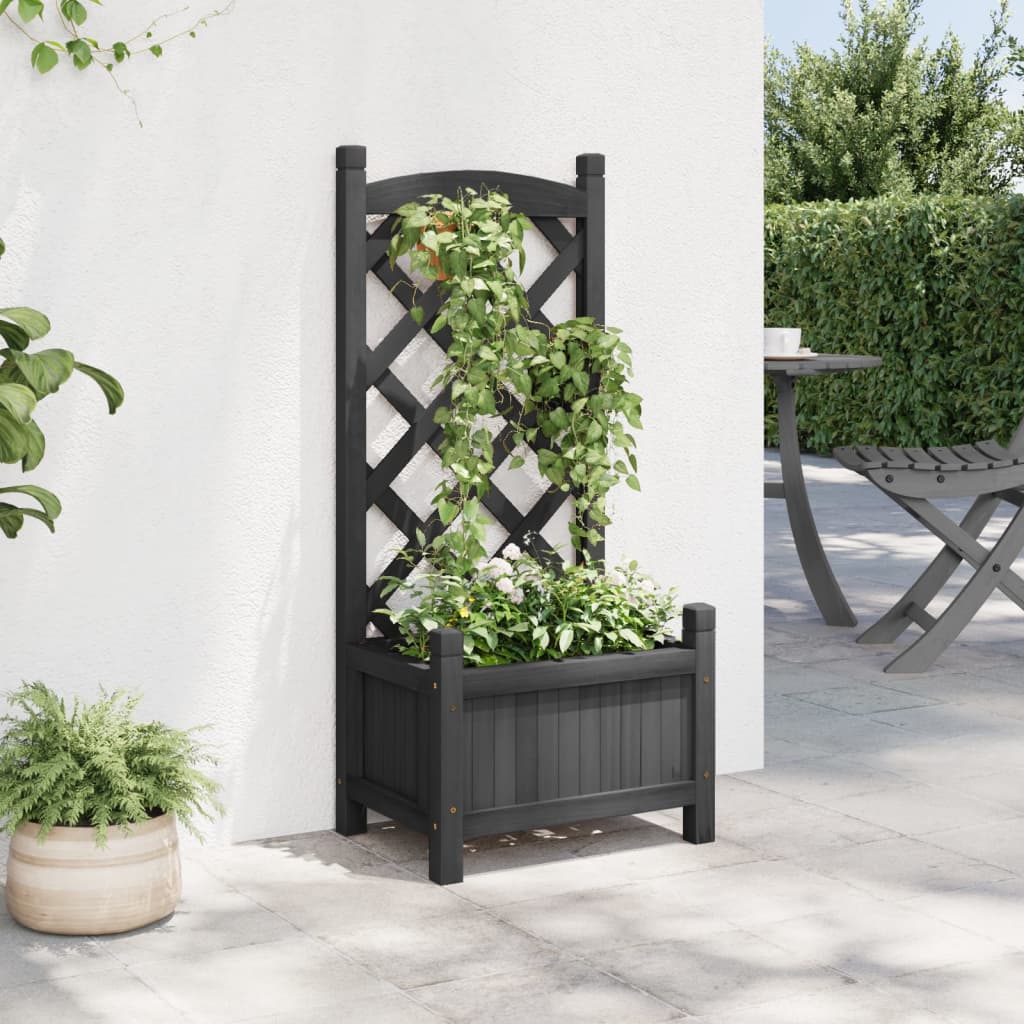 plantekasse med espalier massivt grantræ sort