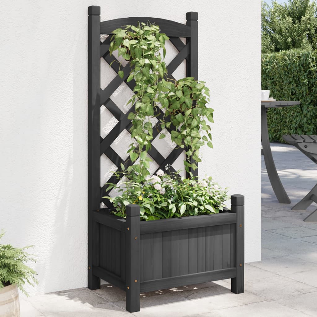 plantekasse med espalier massivt grantræ sort
