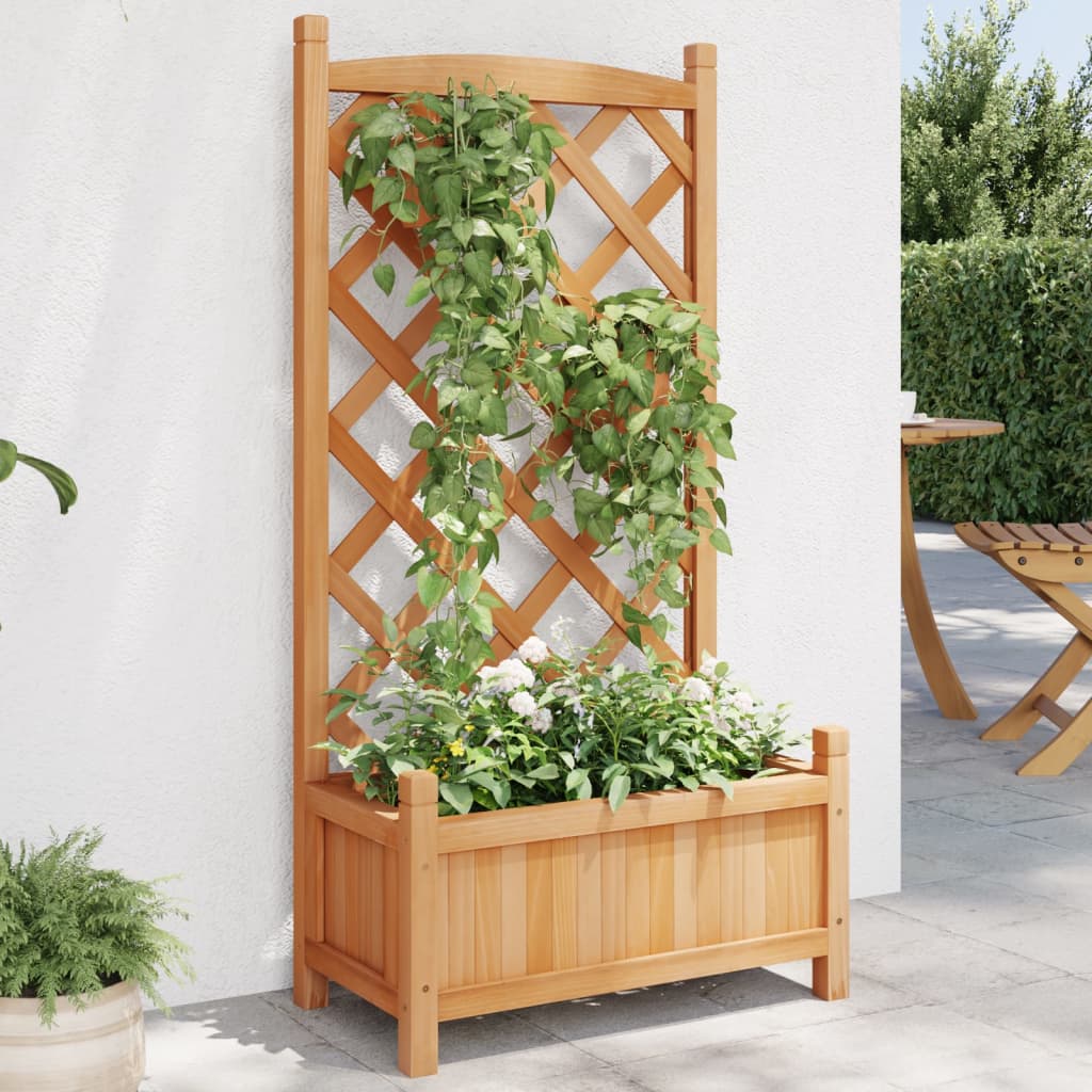plantekasse med espalier brun 55x29,5x110 cm massivt grantræ