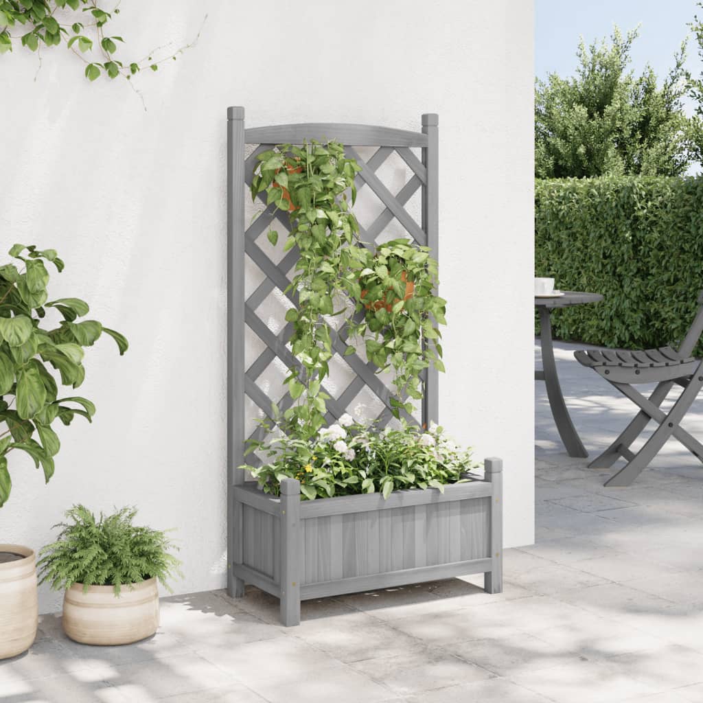 plantekasse med espalier massivt grantræ grå