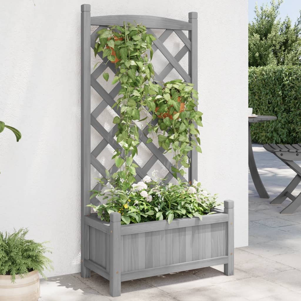 plantekasse med espalier massivt grantræ grå