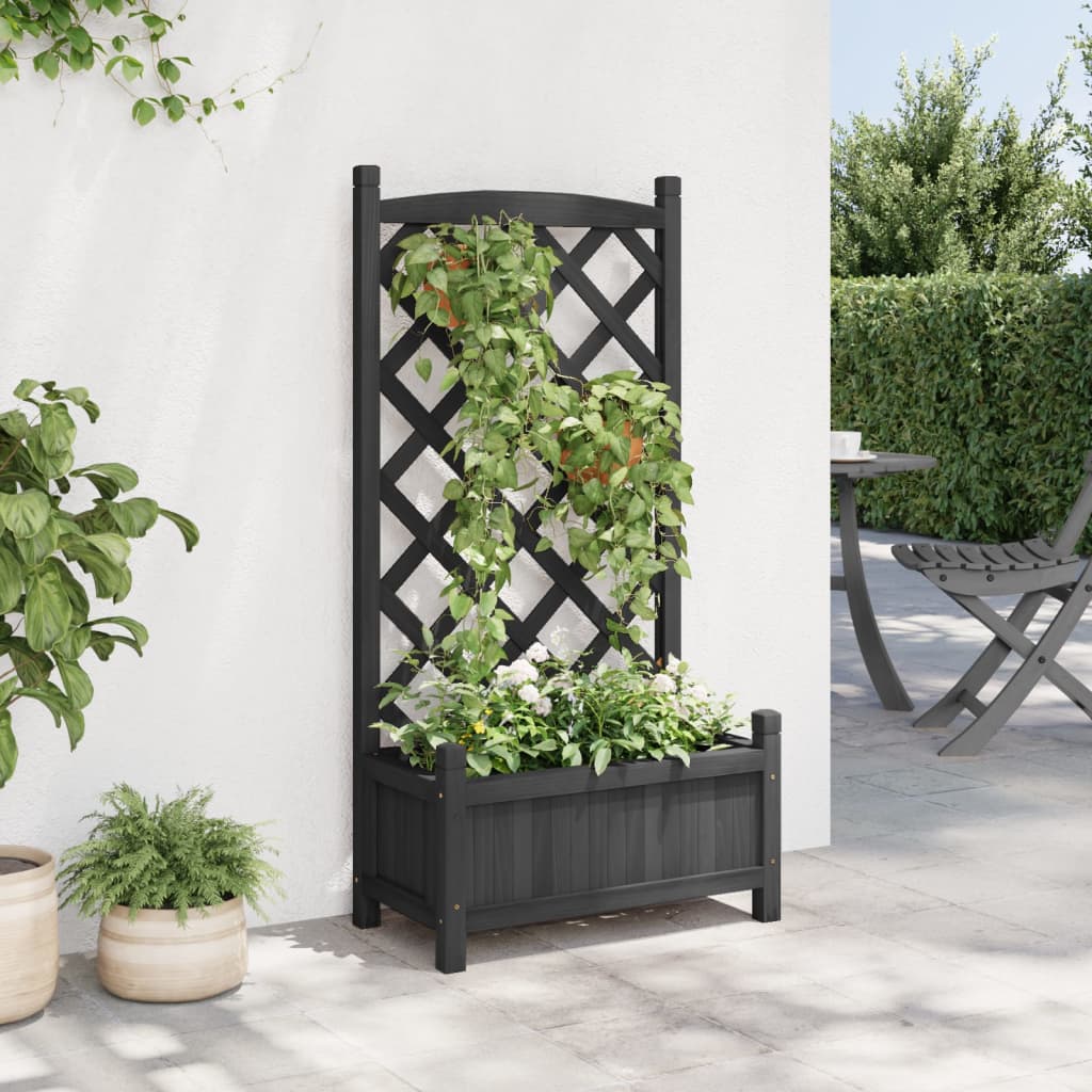 plantekasse med espalier massivt grantræ sort