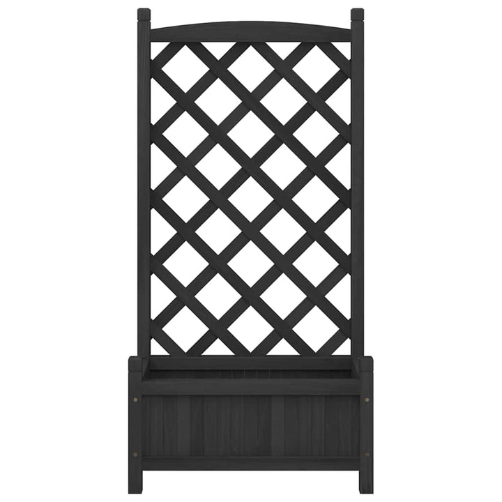 plantekasse med espalier sort 55x29,5x110 cm massivt grantræ