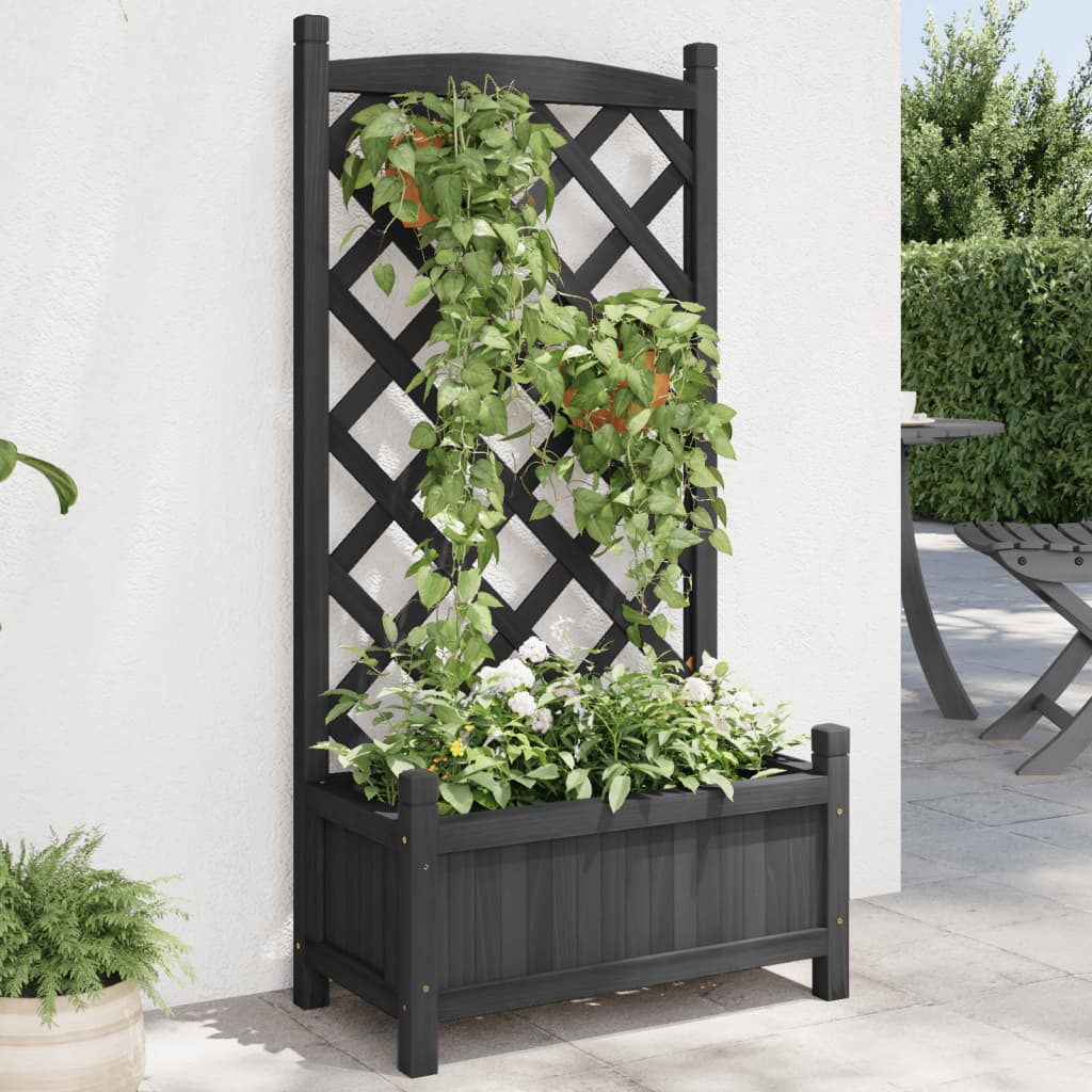 plantekasse med espalier massivt grantræ sort