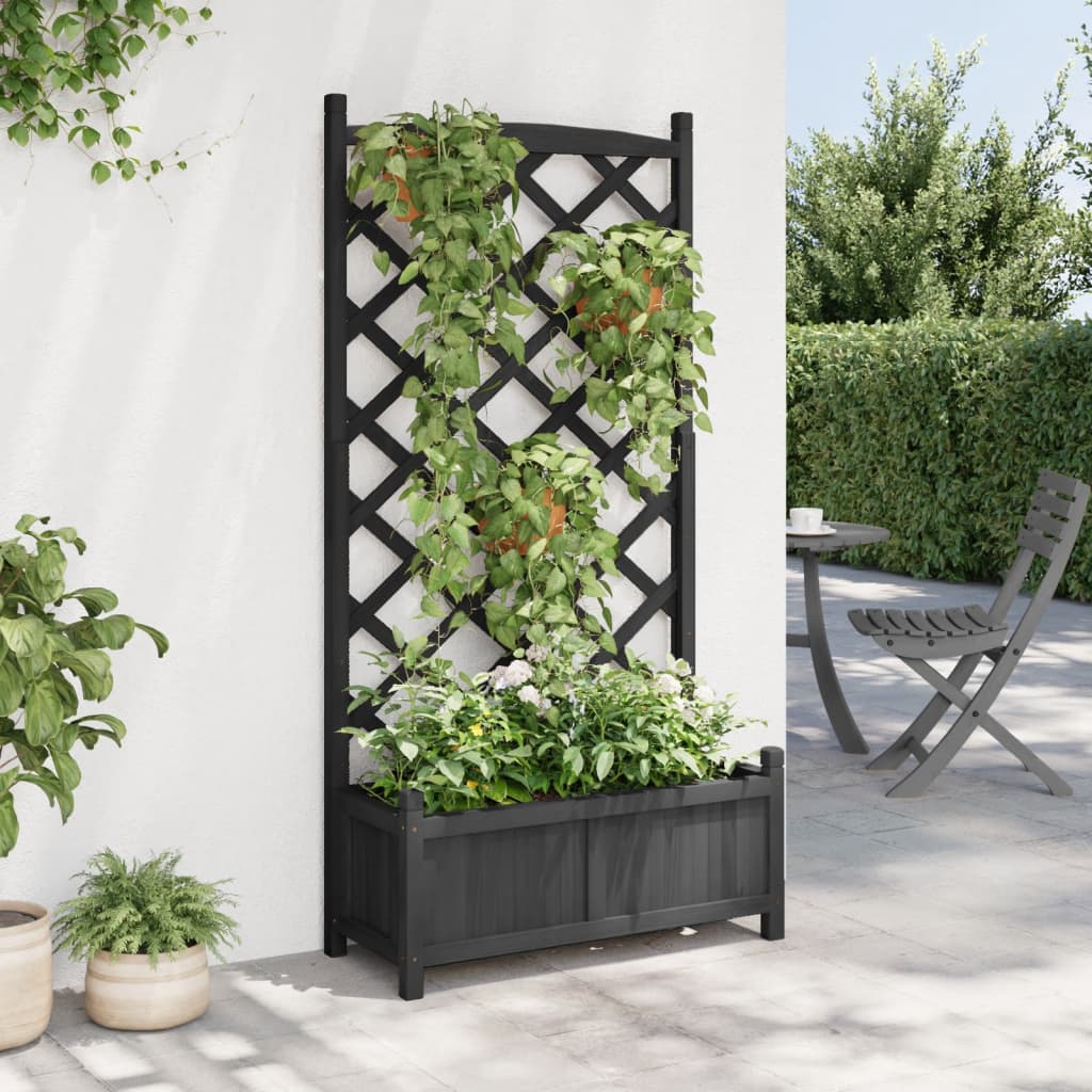 plantekasse med espalier massivt grantræ sort