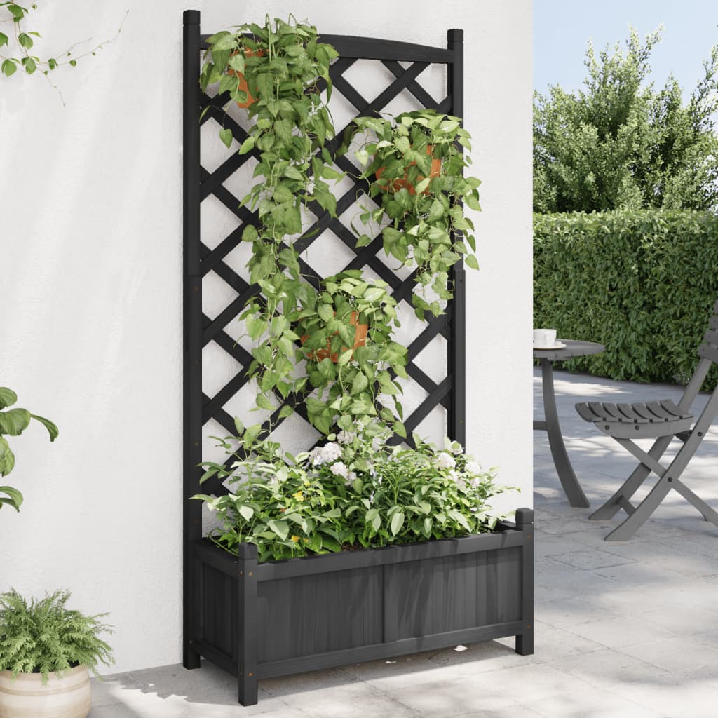 plantekasse med espalier massivt grantræ sort