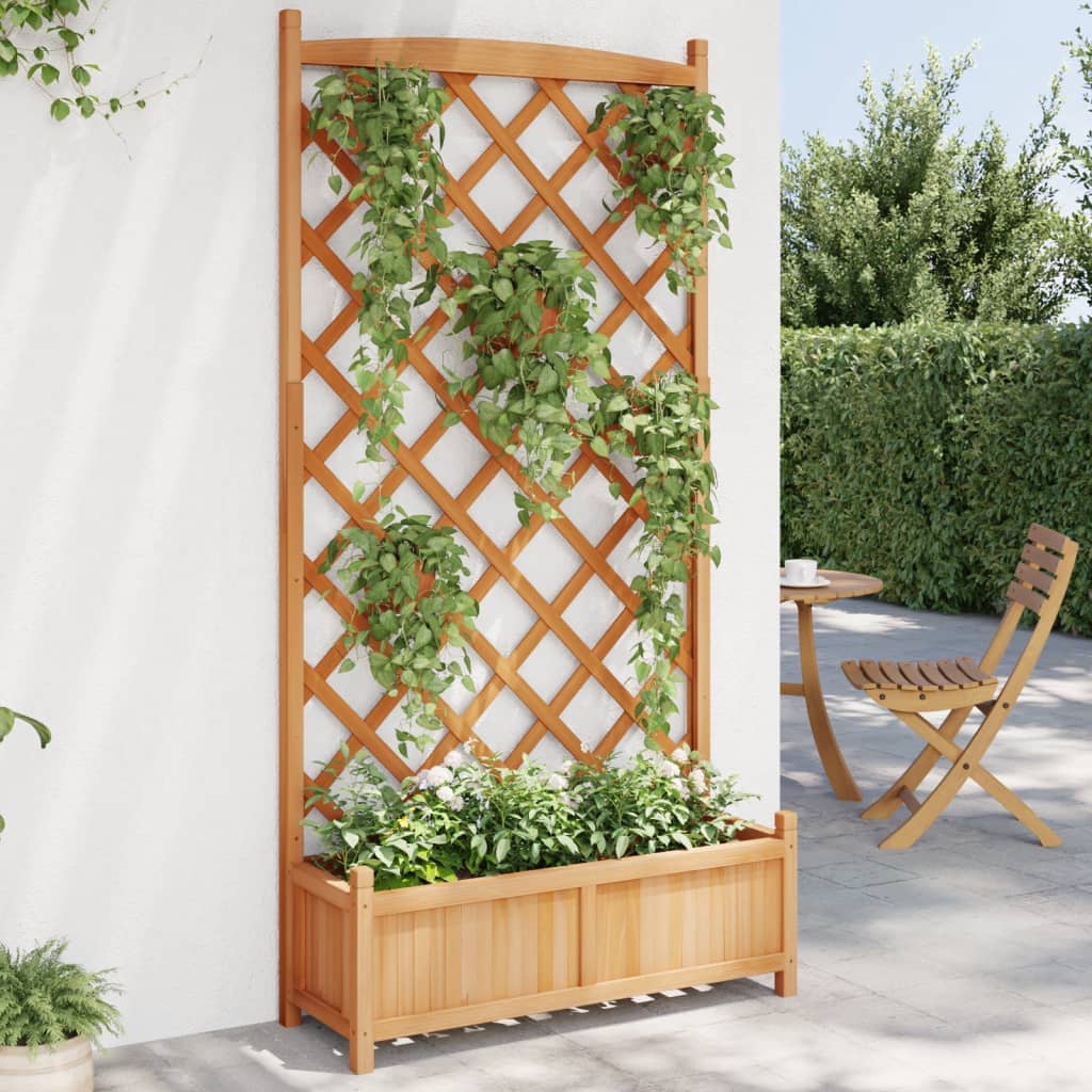plantekasse med espalier massivt grantræ brun