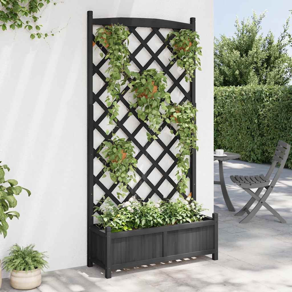 plantekasse med espalier massivt grantræ sort