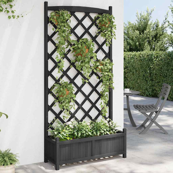 plantekasse med espalier massivt grantræ sort