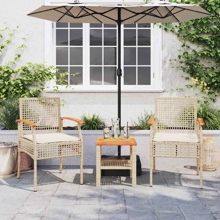 havestole 2 stk. med hynder polyrattan og akacietræ beige