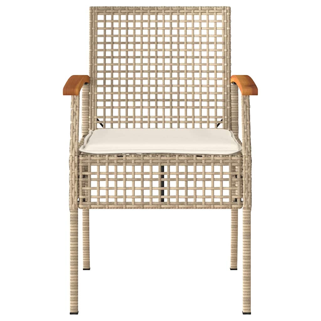 havestole 2 stk. med hynder polyrattan og akacietræ beige