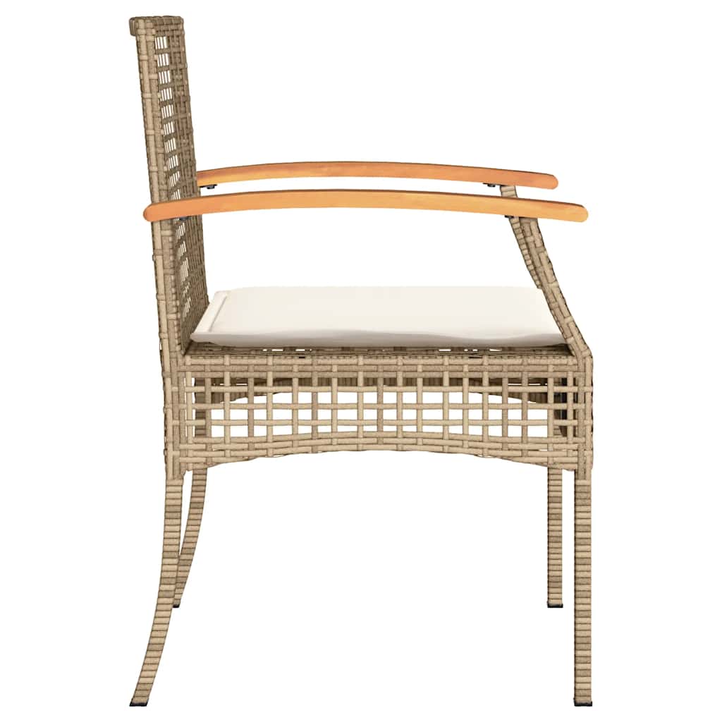 havestole 2 stk. med hynder polyrattan og akacietræ beige