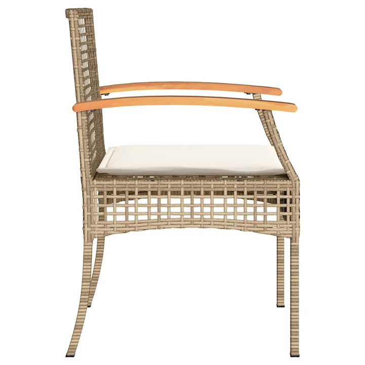 havestole 2 stk. med hynder polyrattan og akacietræ beige