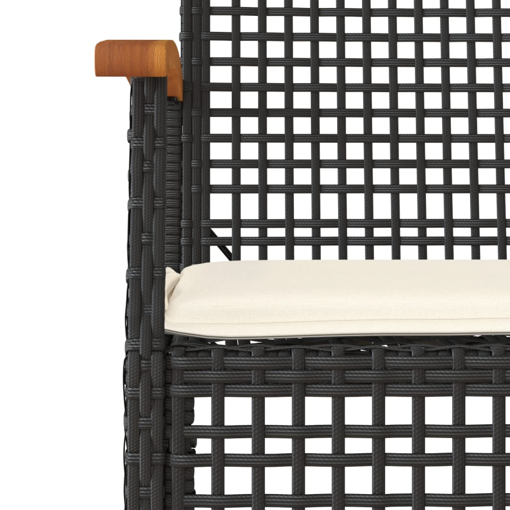 havestole 4 stk. med hynder polyrattan og akacietræ sort