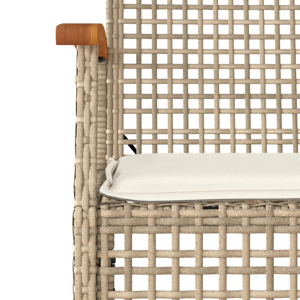 havestole 4 stk. med hynder polyrattan og akacietræ beige