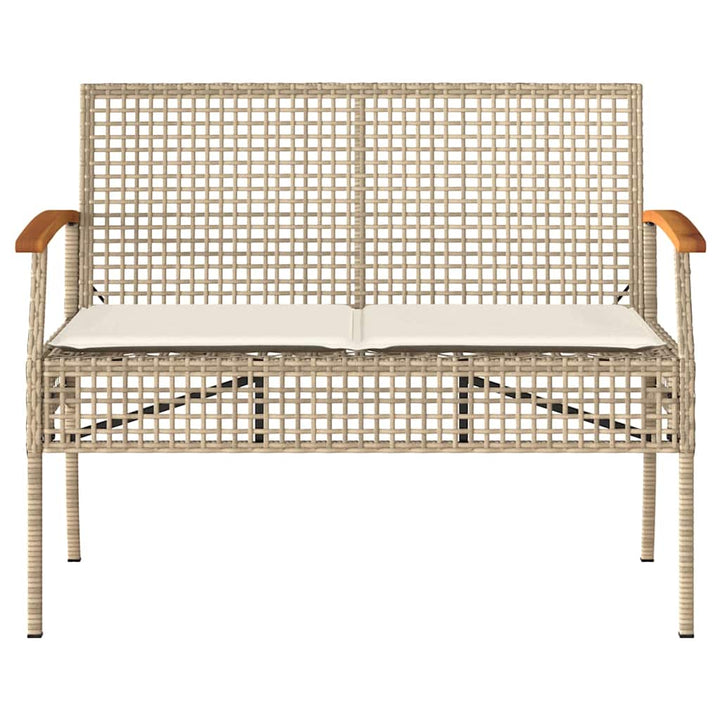 havebænk med hynde polyrattan og akacietræ beige