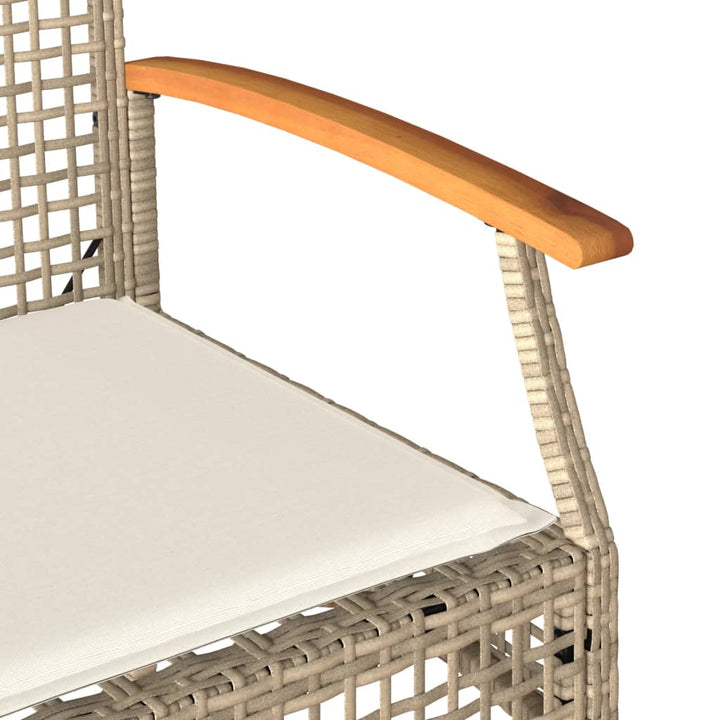 havebænk med hynde polyrattan og akacietræ beige