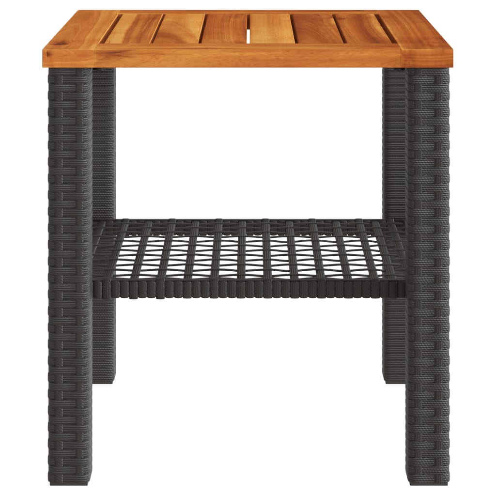 havebord 40x40x42 cm polyrattan og akacietræ sort