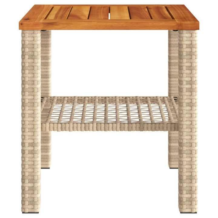 havebord 40x40x42 cm polyrattan og akacietræ beige