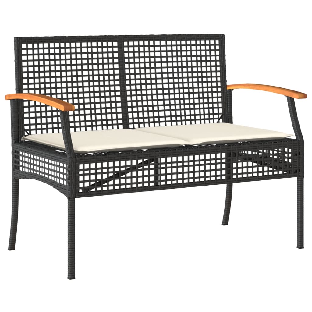 loungesæt til haven 4 dele med hynder polyrattan sort