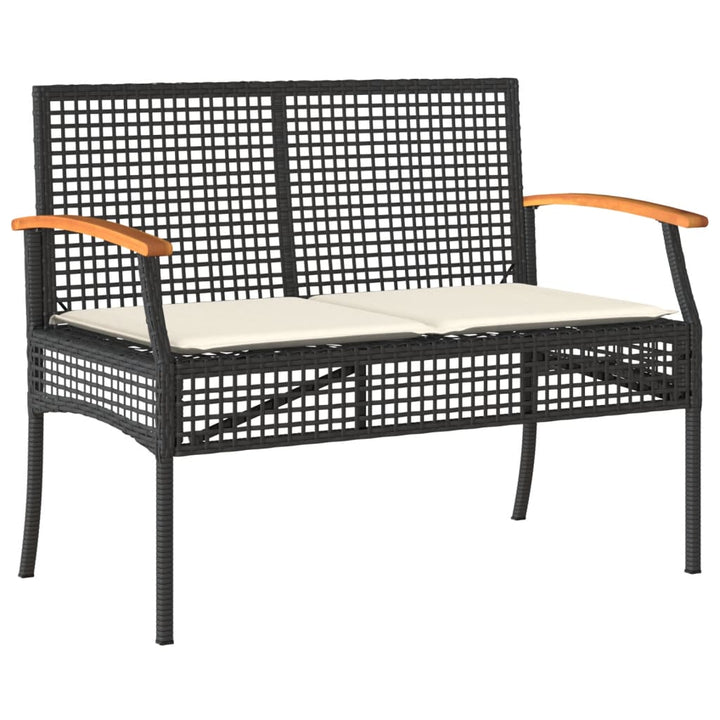 loungesæt til haven 4 dele med hynder polyrattan sort