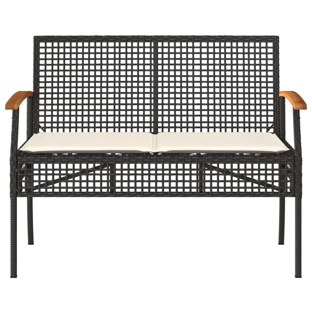 loungesæt til haven 4 dele med hynder polyrattan sort
