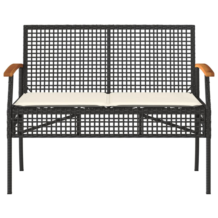 loungesæt til haven 4 dele med hynder polyrattan sort