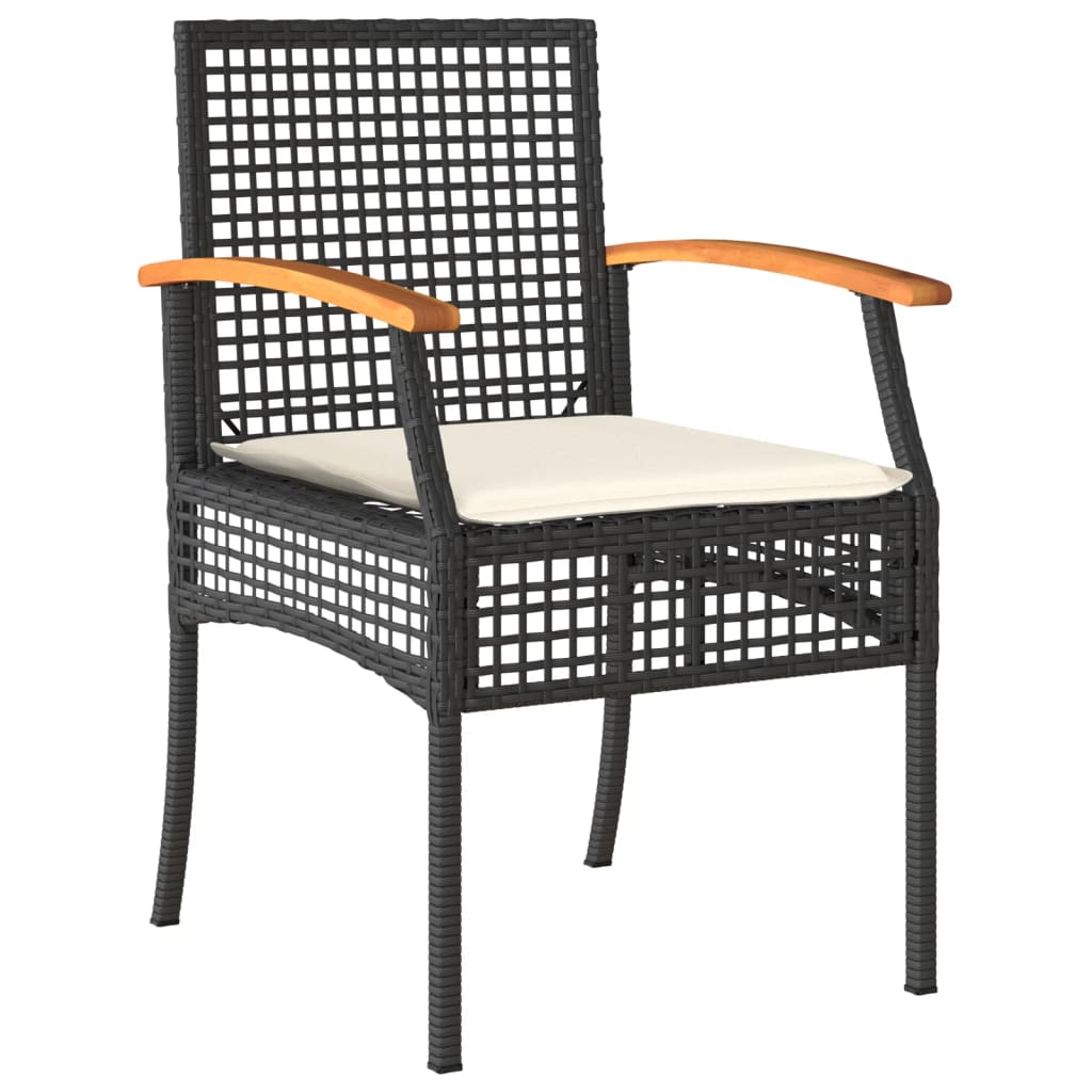 loungesæt til haven 4 dele med hynder polyrattan sort