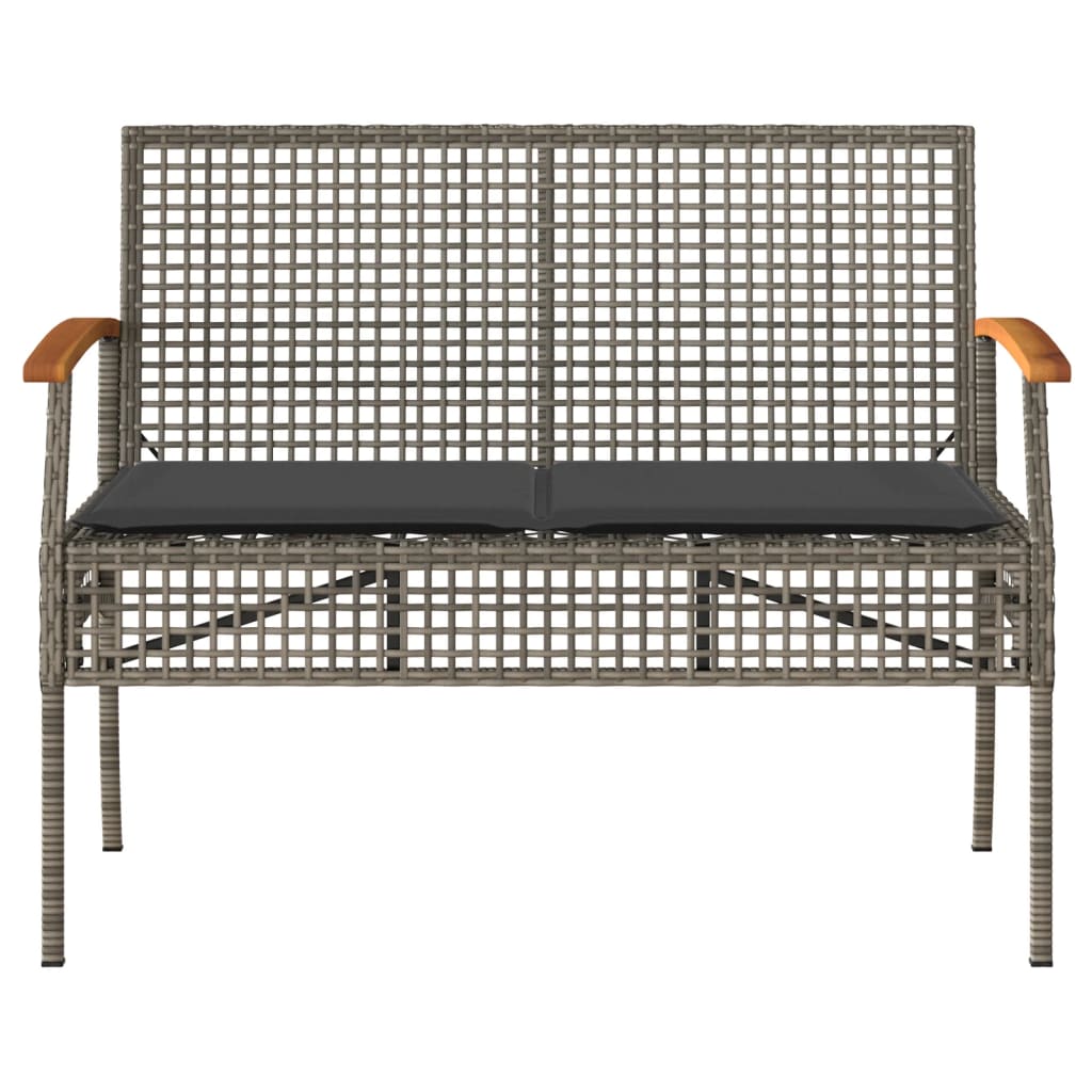 loungesæt til haven 4 dele med hynder polyrattan grå
