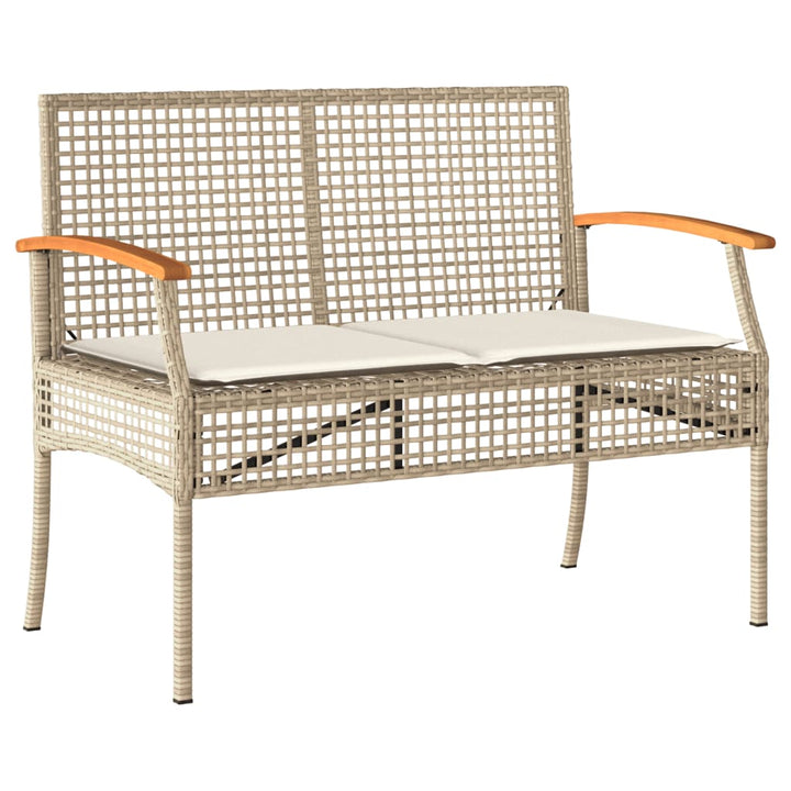 loungesæt til haven 4 dele med hynder polyrattan beige
