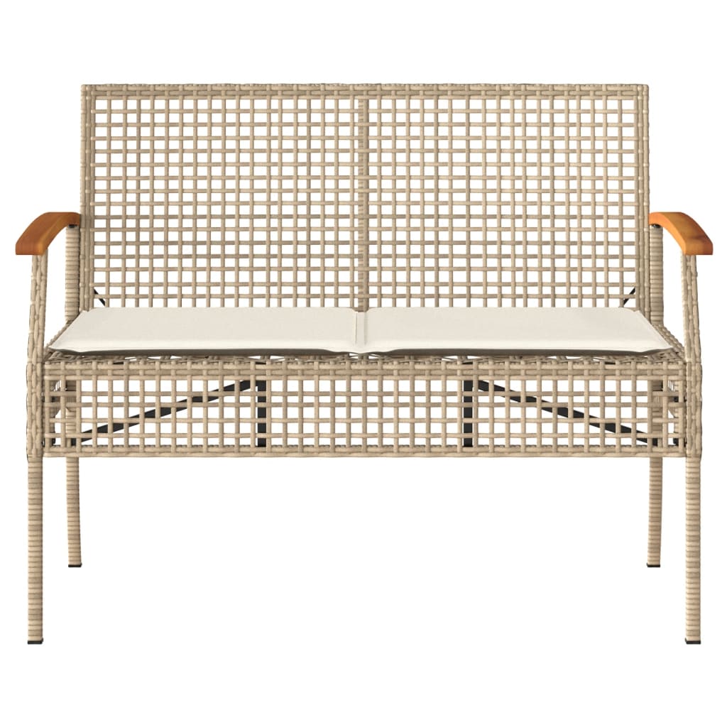 loungesæt til haven 4 dele med hynder polyrattan beige