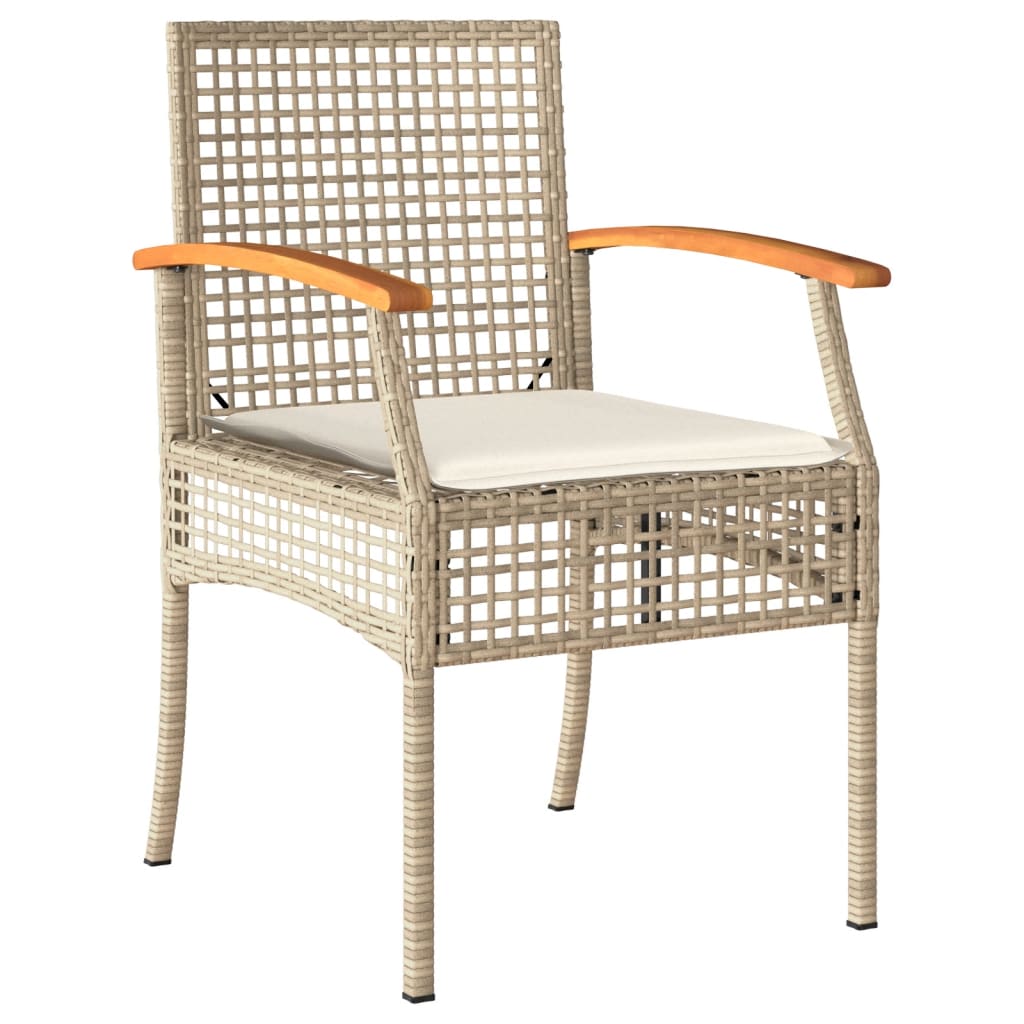 loungesæt til haven 4 dele med hynder polyrattan beige