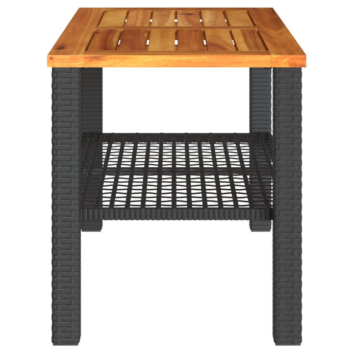 havebord 70x38x42 cm polyrattan og akacietræ sort