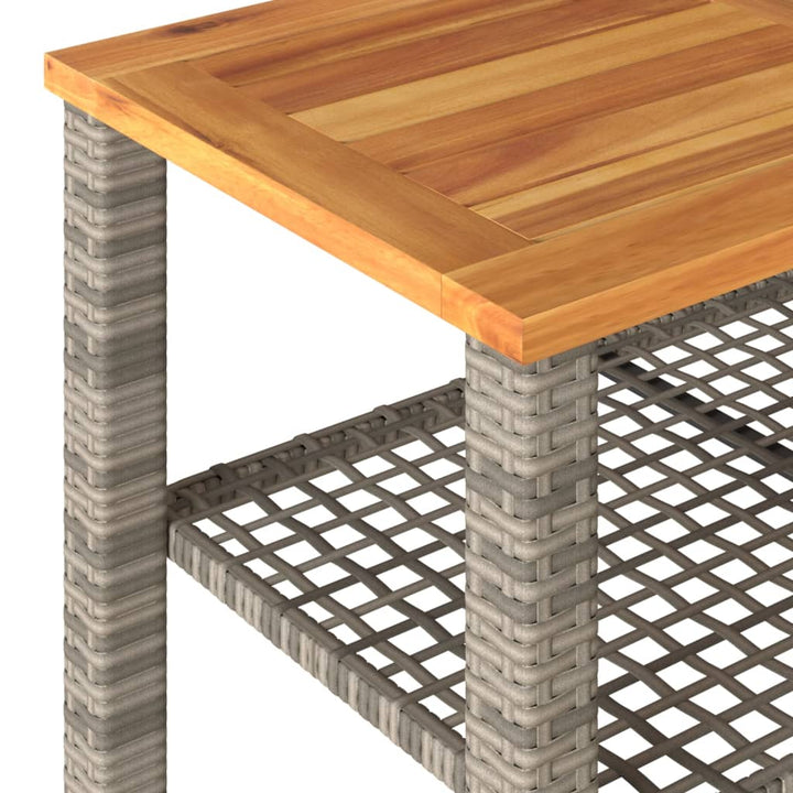 havebord 70x38x42 cm polyrattan og akacietræ grå
