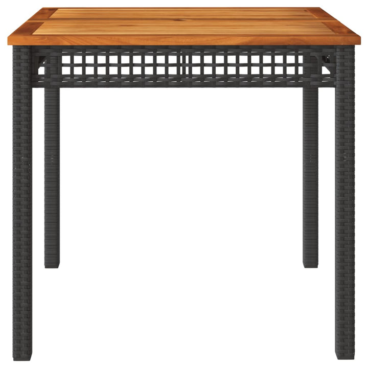 havebord 80x80x75 cm polyrattan og akacietræ sort