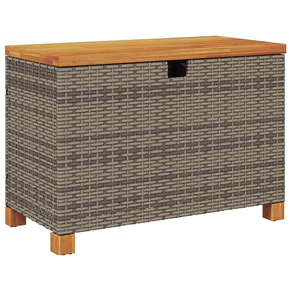 opbevaringsboks til haven 80x40x48 cm polyrattan akacietræ grå