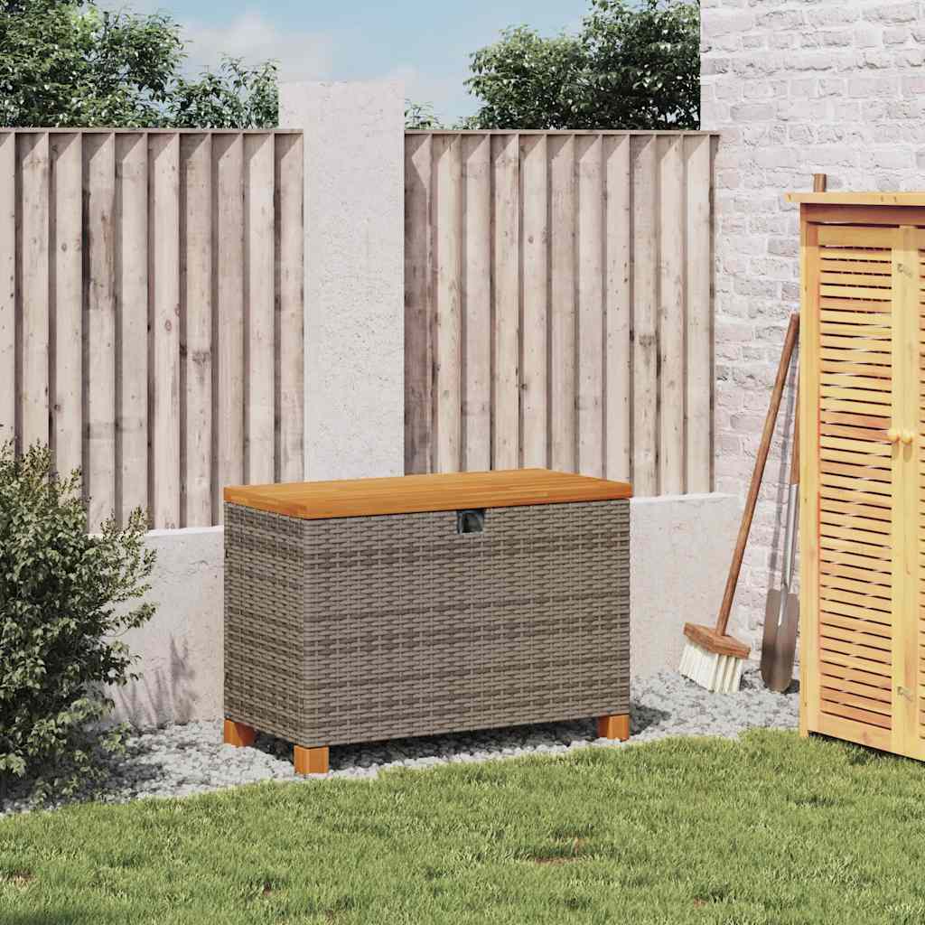opbevaringsboks til haven 80x40x48 cm polyrattan akacietræ grå