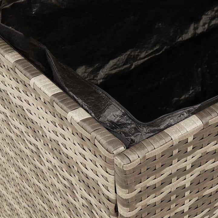 opbevaringsboks til haven 110x55x63 cm polyrattan akacietræ grå