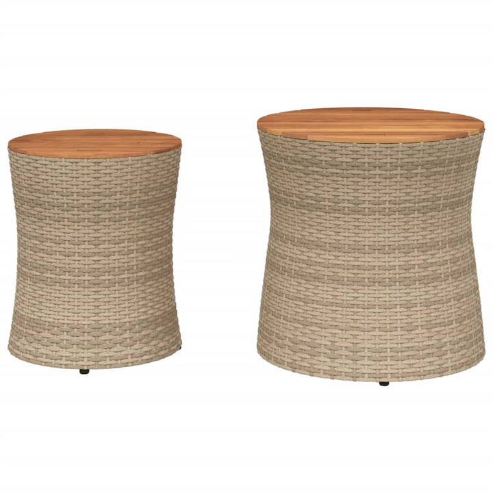 haveborde 2 stk. med træplade polyrattan beige