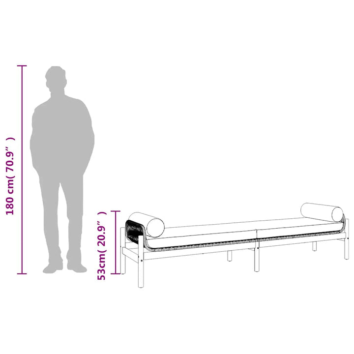 havebænk med hynde polyrattan og akacietræ sort