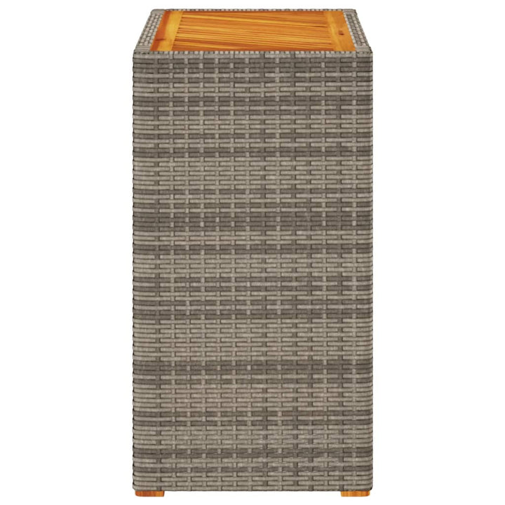 havebord med trætop 60x40x75 cm polyrattan grå