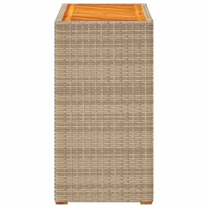 havebord med trætop 60x40x75 cm polyrattan beige