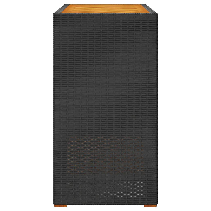 havebord med trætop 100x40x75 cm polyrattan sort