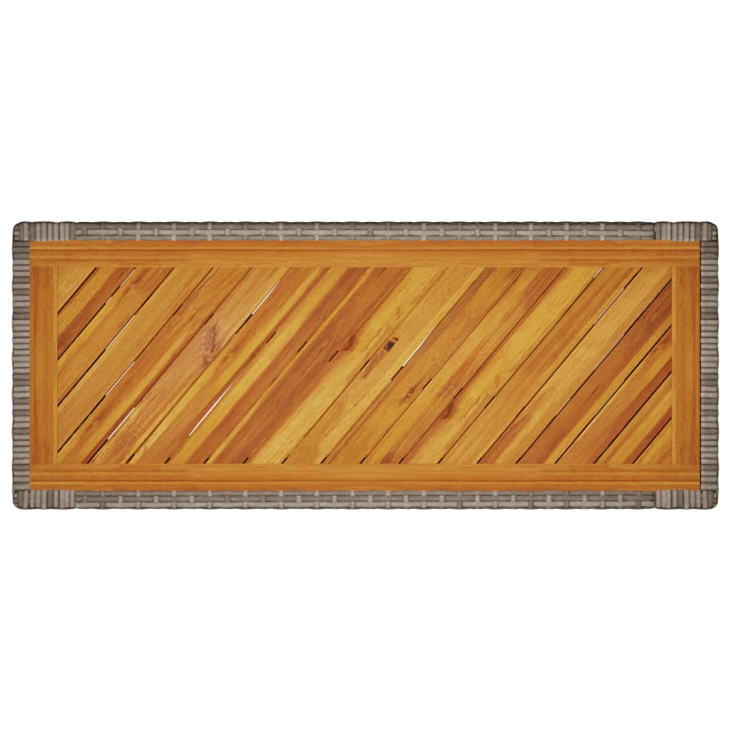 havebord med trætop 100x40x75 cm polyrattan grå