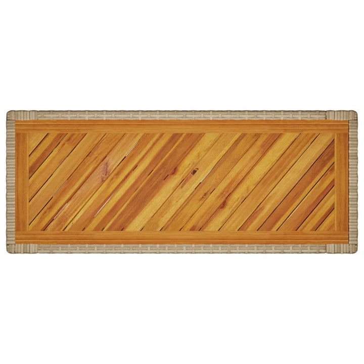 havebord med trætop 100x40x75 cm polyrattan sort