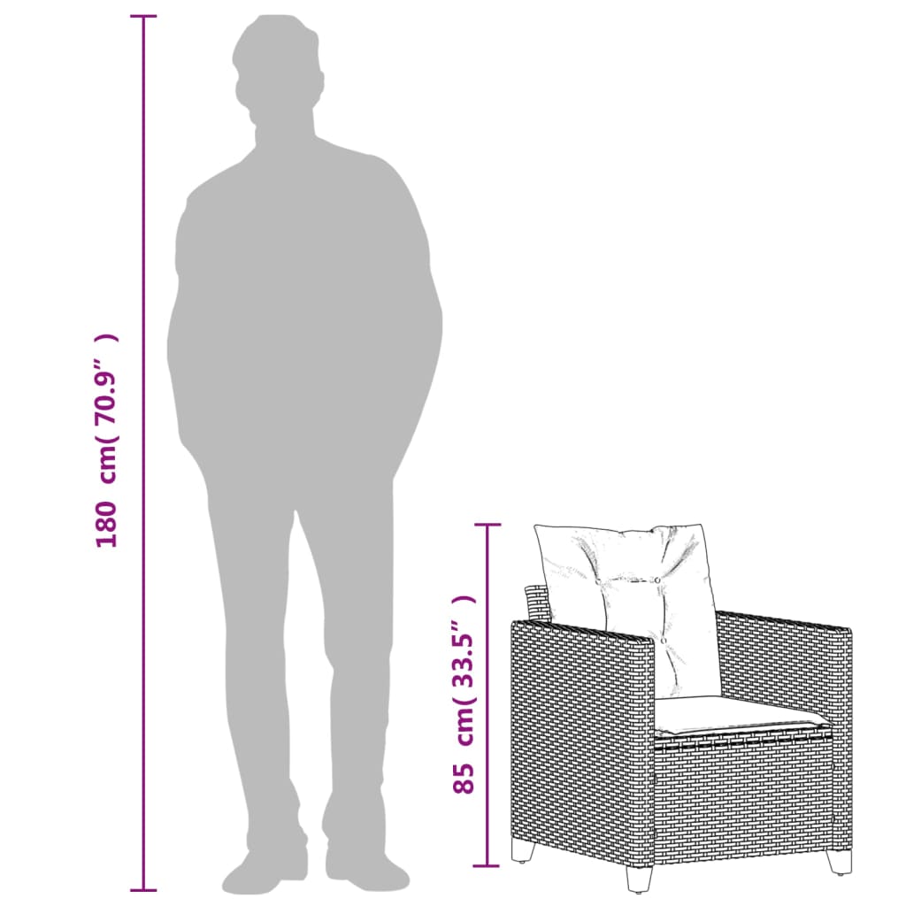 havestol med hynder polyrattan sort