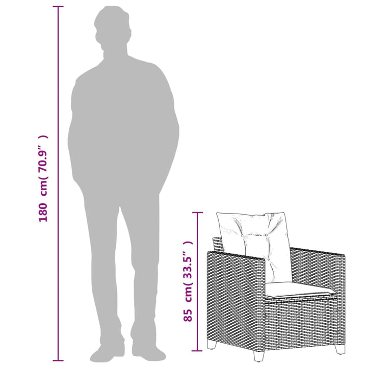 havestol med hynder polyrattan sort